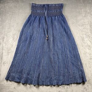 Tantrums Skirt Womens XL Blue Chambray Maxi Boho Cowgirl Western Smocked Texture